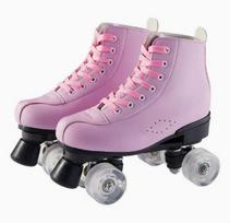 Unisex Double-Row Roller Skates: White Inline, Four-Wheel, Flashing Shoes for Adults 42