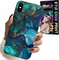 Etui Do Iphone X / Xs - Niebiesko Zielony Marmurek Plecki Wzory