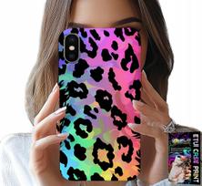 Etui Do Iphone X / Xs - Kolorowa Tęczowa Panterka Plecki Szkło