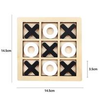 Medinis XO Tic Tac Toe žaidimas Mini šachmatų lentos sąveikos galvosūkių treniruotės Montessori lavinantys žaislai Dovana vaikams berniukui mergaitei juoda