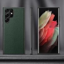 Samsung S26 Ultra Genuine Leather Phone Case - Lychee Pattern, Full Coverage, Drop-Proof, Business Style for S25U, S24U, S23U, S22U Samsung Galaxy S26 Plus
