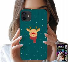 Etui Do Iphone 13 Mini - Renifer Na Zielonym Tle Świąteczne Wzory
