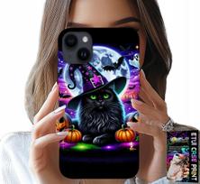 Etui Do Iphone 14 Plus - Czarny Kotek Halloween Salem Dynia Wzory