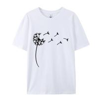 Women's Pure Cotton Floral Dandelion Print Loose T-Shirt, European/American Size, Short Sleeve. M balta