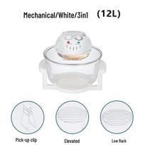110V Stiklinis oro gruobtuvas su konvekcija ir halogenais JAV, ES, JK specifikacijoms US Spec (110-120V)/White Label mechaninis/baltas/3in1 (12l) spalva
