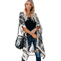Bali Beach Resort Pom-pom Kimono Cardigan for Women - Printed Short Sleeve Cover-up One Size juoda
