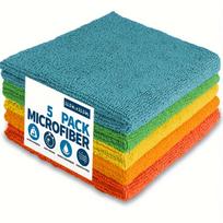 Microfiber Cleaning Cloths - Polyester, multi-surface streak-free. For outdoor, bathroom, kitchen, patio. Super absorbent, versa 5pcs