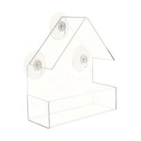 Window Mounted Bird Feeder Triangular House Shape Acrylic Bird Feeder with Suction Cups Transparent Durable Pet Bird Food Container