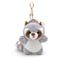 Raccoon Keychain 3D Eyes Graži ilga uodega Meškėno lėlė pliušiniai Ornamentas Minkšta įdaryti gyvūninė lėlė raktų pakabuko kuprinės papuošimui Dovana mergaitėms pilka