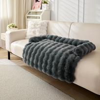Plush Rabbit Fur Dog Kennel Pad: Machine Washable, Non-Slip Pet Sofa Mat 70x70 cm pilka spalva
