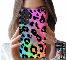 Etui Do Samsung Galaxy A23 5G - Kolorowa Tęczowa Panterka Plecki Szkło