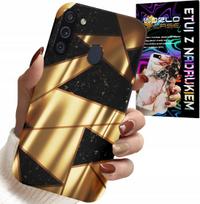 Etui Do Samsung Galaxy A21 - Złote Eleganckie Wzory + Folia Hydro