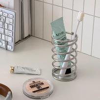 Stainless Steel Spring Storage Rack: Pen, Makeup Brush, Comb, and Toothbrush Holder Single Unit