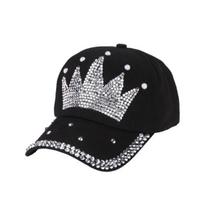 Moterų mados karūna dirbtinis perlas Kalnų krištolas beisbolas Snapback lauko vasaros kepurė nuo saulės paplūdimio kepurė juoda