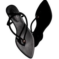Niche pointed open-toed herringbone pinch feet low-heeled cool slippers 2025 summer new thick-heeled wedge heel one-pedal sandals women 35 juoda