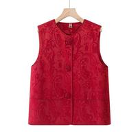 Vest women's spring vest jacket vest old lady vest outside XL (recommended 80-52.5 kg) raudona