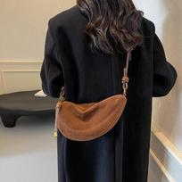 Women's Niche Suede Crossbody Bag High Quality Large Capacity Shoulder Bag Commuting Outdoor Play Armpit Bag Multifunctional Fashion Dumpling Bag juoda