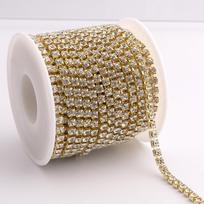 1Yard 10Yards/roll SS6-SS16 Crystal AB Claw Rhinestone Glass Sewn On Rhinestones Chain for Needlework Fabric Sewing Trimmings SS6-2mm&10yards - roll