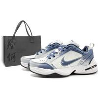 Nike Air Monarch 4 White Navy Textile, Leather Low top Chunky Sneakers Men's Haze Blue 415445-102(Team1284- S) 40.5