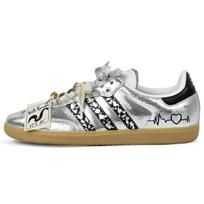 Adidas Originals SAMBA OG Slip Resistant Abrasion Resistant Low top Skateboard Shoes Unisex Silver JR0035(Team1676-) 37⅓