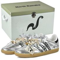 Adidas Originals SAMBA OG Slip Resistant Abrasion Resistant Low top Skateboard Shoes Unisex Silver JR0035(Team1676-S-BOX) 39⅓