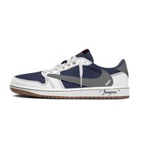 Travis Scott x Jordan Air Jordan 1 Tamsiai mėlyni Travis Scott X AJ1 žemi Atsparūs trinčiai Žemi senoviniai krepšinio batai DZ4137-700(Komanda1603- 7.0) 42.5