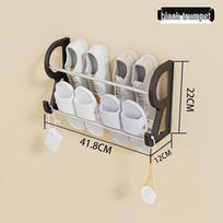 Wall-Mounted No-Drill Shoe & Slipper Rack - Multi-Layer Storage for Bathroom and Behind-the-Door Use trumpa juoda spalva