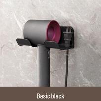 Wall-Mount Hair Dryer Holder & Bathroom Organizer Rack juoda