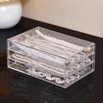Dust-proof Jewelry Tray Waterproof Necklace Display Cabinet Jewelry Storage Drawer  for Women 3 Layer