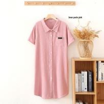 Women's Short-Sleeve Crepe Gauze Shirt Dress XL (130-150 Jin)
