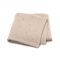 Rudens žiemos megzta kūdikio apklotas ir vežimėlio uždangalas 80x100 cm beige