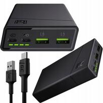 Powerbank Green Cell Duża Pojemność 20000 Mah Czarny 18W Szybkie Ładowanie
