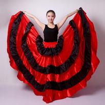 Ispaniškas bulių kovos pilvo šokio pasirodymų sijonas su plačiu kraštu ir skeltuku 180° Half Skirt
