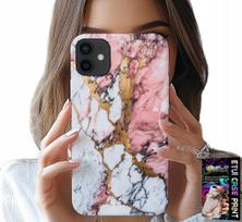 Etui Do Iphone 12 Mini - Różowo Biały Marmurek, Kamienne Wzory