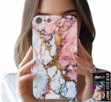 Etui Do Iphone 5 / 5S / 5C - Różowo Biały Marmurek, Kamienne Wzory