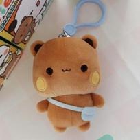 Cute Bubu and Dudu Panda Plush Keychain Kawaii Cartoon Fluffy Brown Bear Toy Bag Pendant Couple Birthday Gifts Valentine's Day