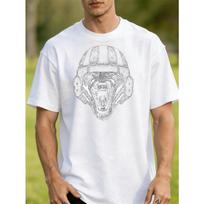 Men'S Vintage Football Helmet And Wolf Print T-Shirt - for Wear, Soft Short Sleeve Round Neck Casual Shirt for Fans, Machine Washable Football Graphic S balta