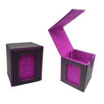 Card Deck box with Display Window, Trading Card Storage Box, Can Hold 120 + Single sleeved Cards, Magnetic PU leather box violetinė