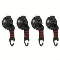 4PCS Strong Suction Cups w/ Clips & Hooks - For Camping Tarps, SUV Wiper, Outdoor Gear, Durable Design raudona