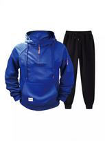 Men's Spring/Autumn Zip-Up Hoodie with Pockets - Casual Pullover Sweatshirt Set in Stock Large mėlyna