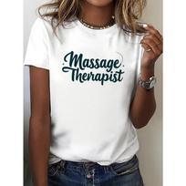 Women's Massage Therapist Graphic T-Shirt with Teal Cursive Lettering Cursive Script Print Aesthetic Clothes S