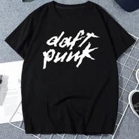 „Daft Punk“ spausdintų vyriškų marškinėlių komplektas, elektroninės muzikos, gatvės aprangos, šokių DJ viršūnės, vintažiniai vyriški trumpomis rankovėmis drabužiai, „Ropa Hombre“. S juoda