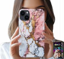 Etui Do Iphone 14 Plus - Różowo Biały Marmurek, Kamienne Wzory