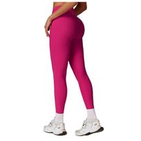 Women's High Waist Yoga Pants, High Stretch Spandex, Soft Elastic, Pink, Size S, for Fitness, Gym, Daily Training S rožinė