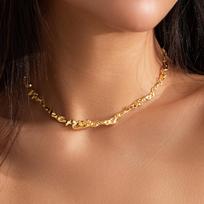 Chunky Creative Irregular liquid Metal Necklace For Women Chic Punk Gold Color Necklace Party Jewelry Holiday Gift