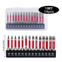 14PCS/Set Torx Impact Drill Bit Set S2 Steel Hex Head Shank Magnetic Screwdriver Driver Bits Holder Wrench Electric Drill Tools