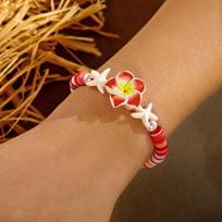 Bohemian Soft Polymer Clay Flower Resin Starfish Bracelets For Women Men Handmade Braided Floral Bangle Summer Jewelry Gift