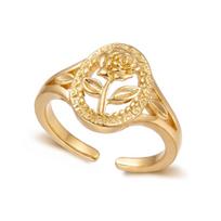 Elegant Hollow Oval Rose Flower Opening Rings Trendy Temperament Floral Leaf Finger Ring Wedding Bridal Versatile Party Jewelry