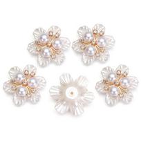 5PCS Sparkling Crystal Hat Accessories Pearl Hairpins Rhinestone Buttons Pearl Button Headwear Clip antikvarinės žalvario spalvos