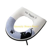 F26C Cartoon Cats Theme Toilet Protector Soft Plush Toilet Cushion Home Use mėlyna